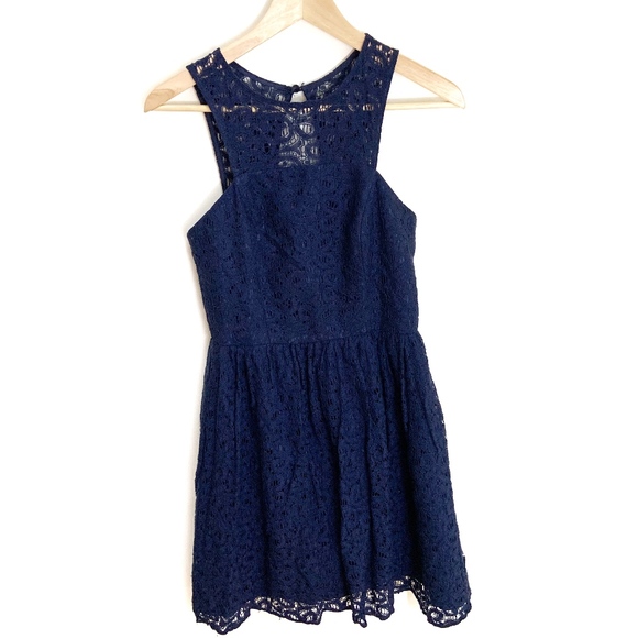 The Limited Dresses & Skirts - THE LIMITED navy blue lace mini dress 2